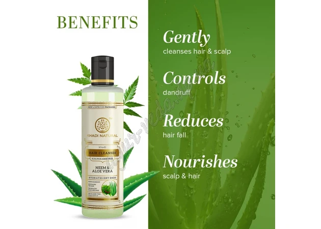 Фото 1 - Khada Neem Aloe Vera Shampoo 210ml, Khada Neem Aloe Vera Shampoo, Khada Neem and Aloe Vera Shampoo for Dandruff Prevention, Ayurveda C