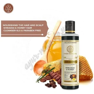 Шампунь Кхаді Шикакай Мед 210мл без СЛС, Шикакай и Мёд Кхади, Khadi Herbal Shampoo Shikakai & Honey, Аюрведа Здесь