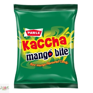 Parle mango byte candies with green mangoes
