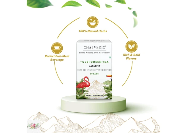 Фото 1 - Green tea with tulsa and jasmine Chai Vedic (20 packs)