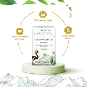 Chai Vedic tulsa green tea for stress relief (20 packs)