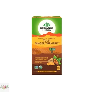 Трав'яний чай Тулсі Organic India з куркумою та імбирем (25 пак.)