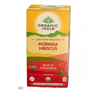 Аюрведичний чай Тулсі з морінгою та гібіскусом Organic India (25 пак.)